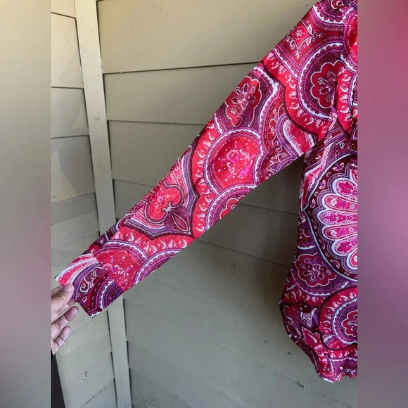 Lauren Ralph Lauren Button Down Shirt - Size XS - Paisley Silk Boho Preppy - Picture 4 of 7